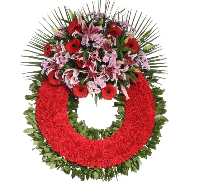 Corona de claveles con cabezal de flor variada