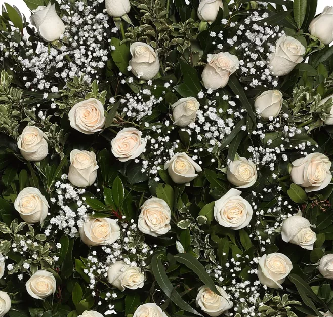 Medallón de rosas blancas